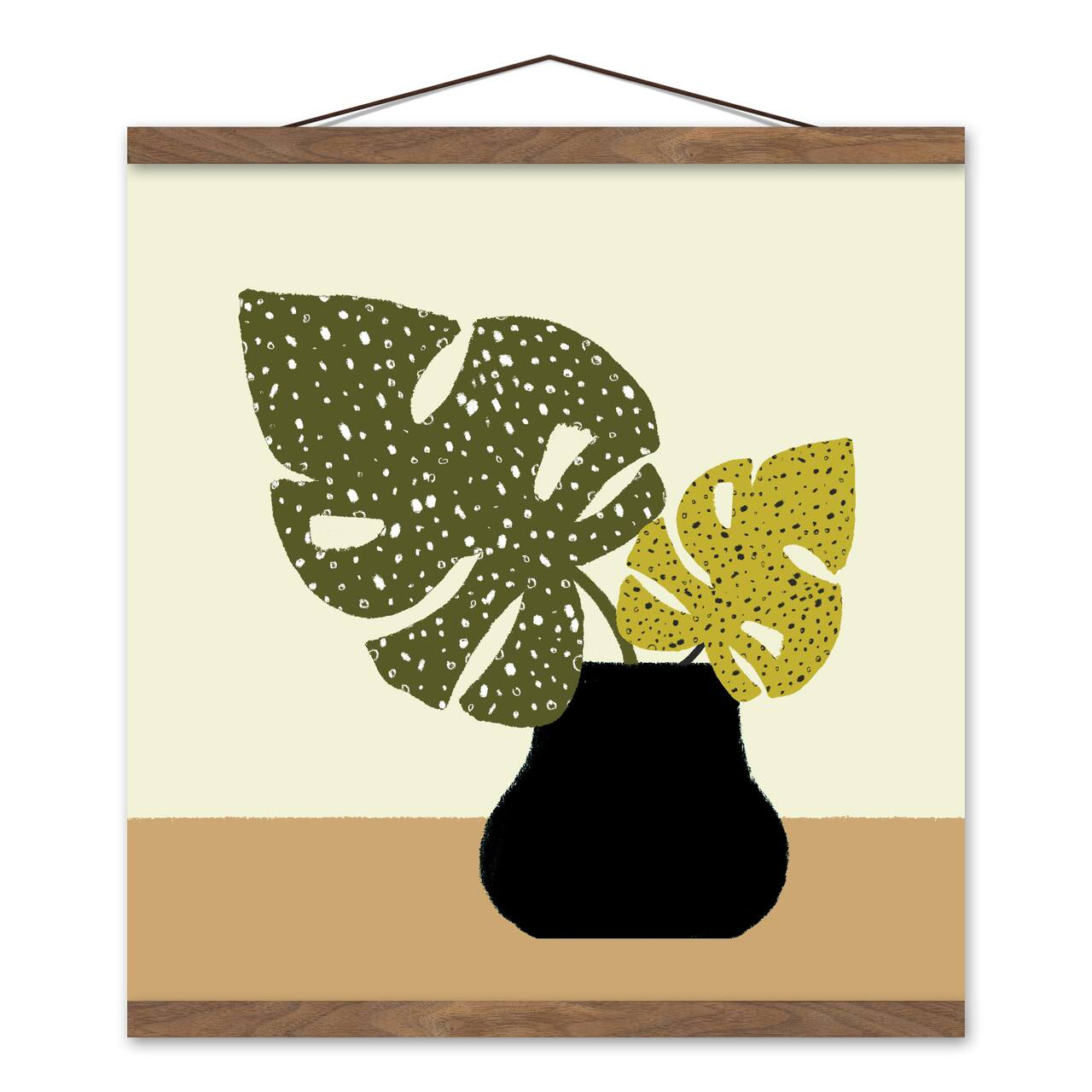 Designs Direct Spotted Monsteras Teak Hanging Canvas